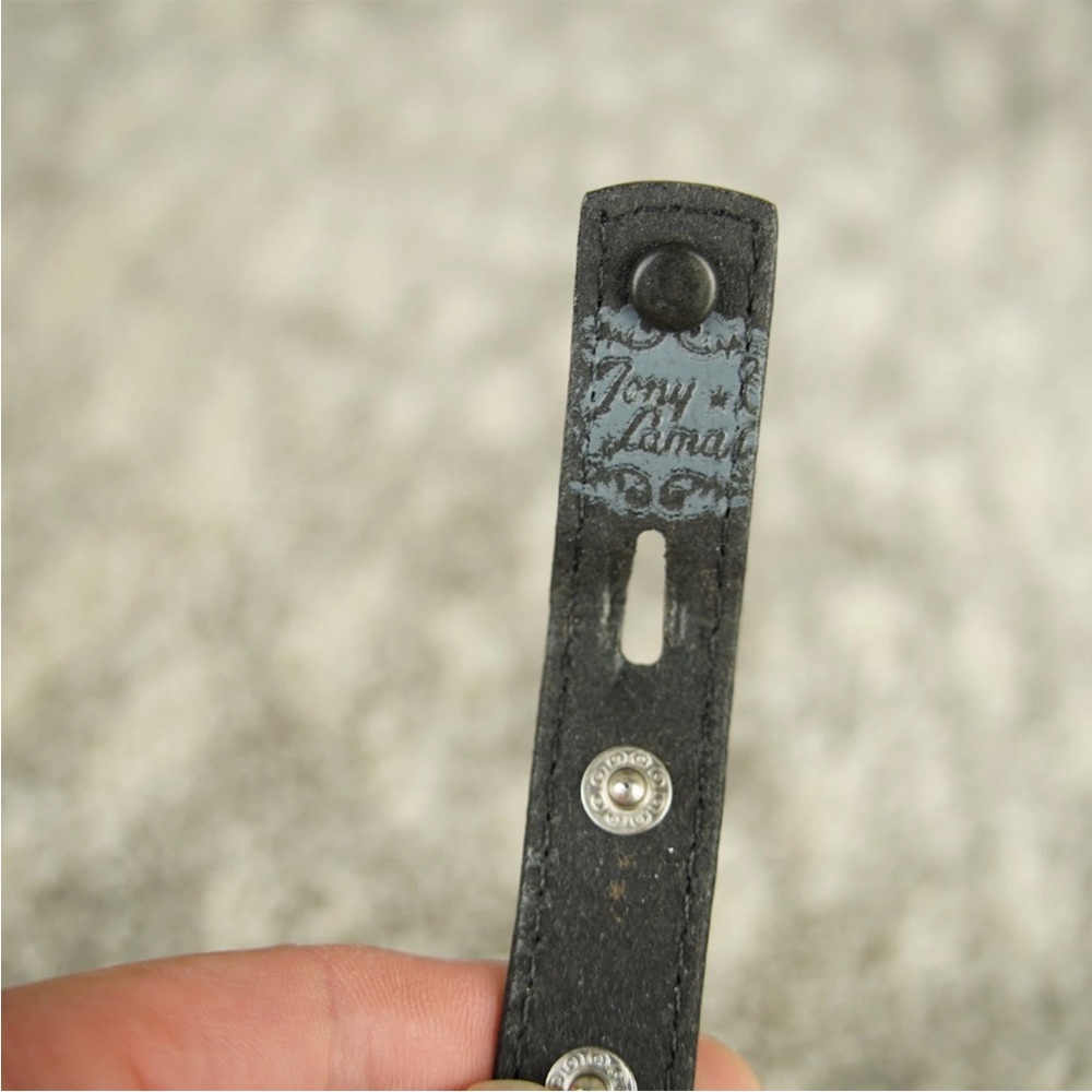 VTG Tony Lama South Western Black Leather Belt 7733 L Size 42 Braided No Buckle - Picture 8 of 10